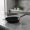 Wok con tapa de vidrio Comet Nuova de 32cm Negro