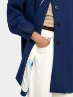 Abrigo De Textura Suave Con Forro azul-marino