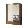 Ropero Demócrata 2 Puertas Corredizas y Espejo - Linea Fit Marrón/Arena