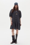 Vestido Carmela en Lino Blue & Ochre Checks