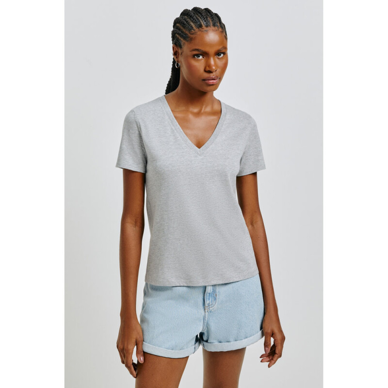 CAMISETA MM FEM CINZA MESCLA