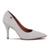 Zapato Vizzano Mujer Taco 9cm Gliter Plata