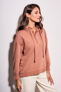 Sweater Capucha Lavado Mocha