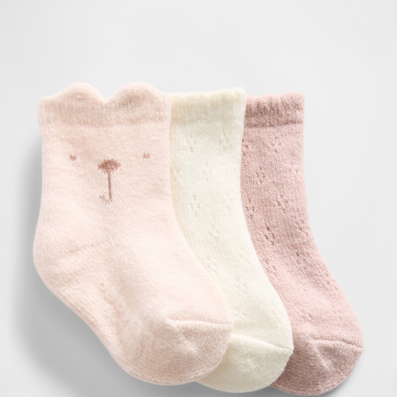 3PK SWEATER SOCKS DULL ROSE