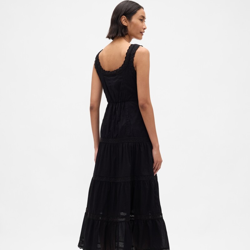 SL LACE INSERT TRIM MAXI DRESS TRUE BLACK
