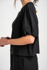 Blusa Mangas Balloon Negro