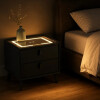Mesa De Luz Inteligente C/Cargador Inalám Y Luz Led Negro