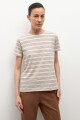 Remera rayada escote a la base beige claro