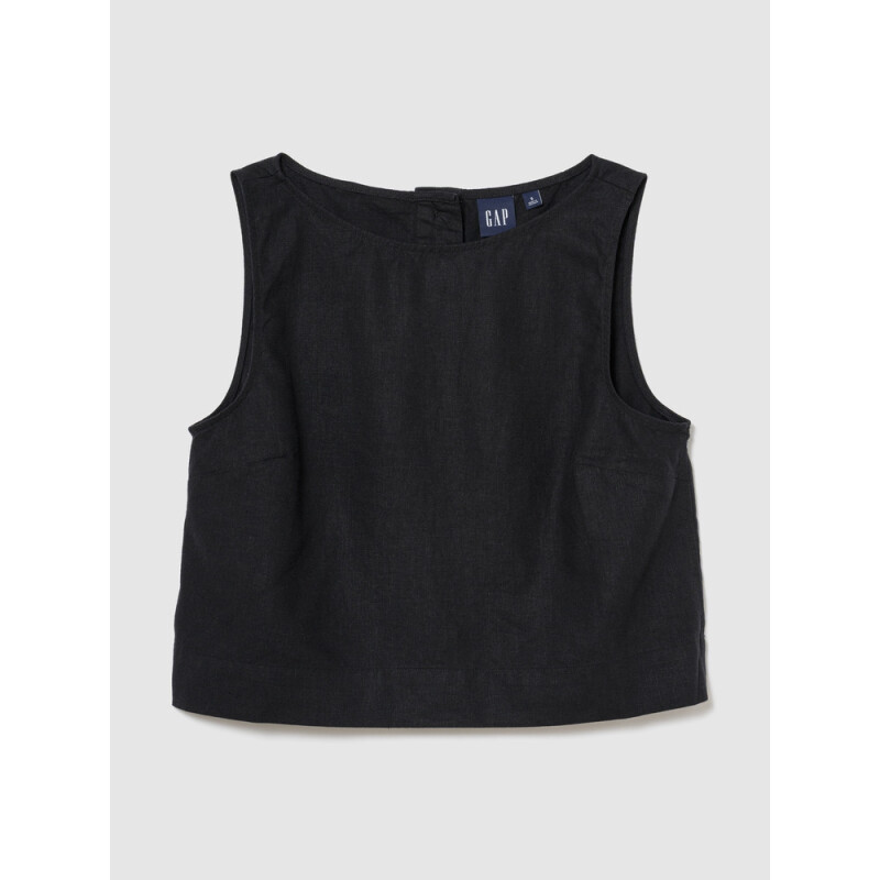 SL SHELL TOP - LINEN BLACK