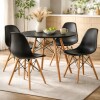 Juego de comedor Con Mesa Circular de 80cm + 4 Sillas Eames Negro/Negro