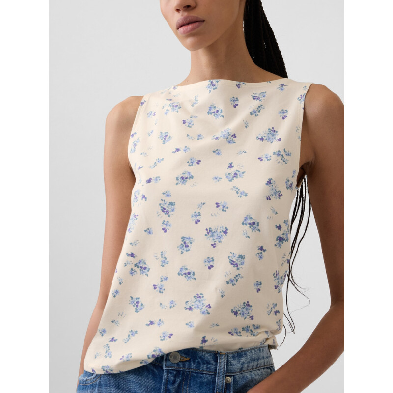 V-SL BOATNECK TANK LIGHT BLUE FLORAL