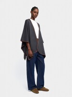 Poncho De Punto Con Detalle De Costura gris