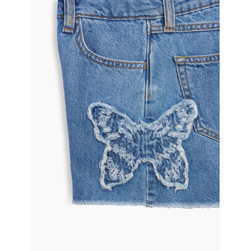 V-DENIM CUTOFF HEM SHORT BUTTERFLY