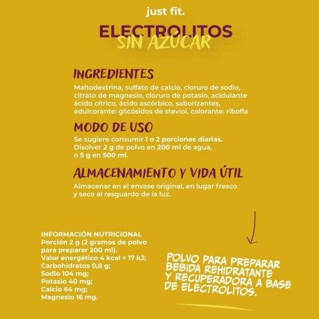 Electrolitos Sabor a Manzana - Ananá JUST FIT Electrolitos Sabor a Manzana - Ananá JUST FIT