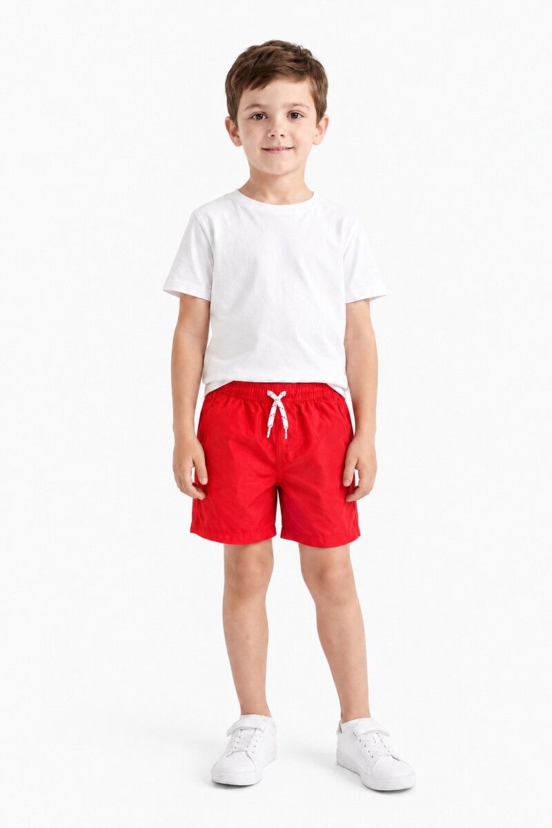 Short de baño liso ROJO