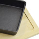 Mini sartén hierro fundido 13x13 cm con base bambú NEGRO