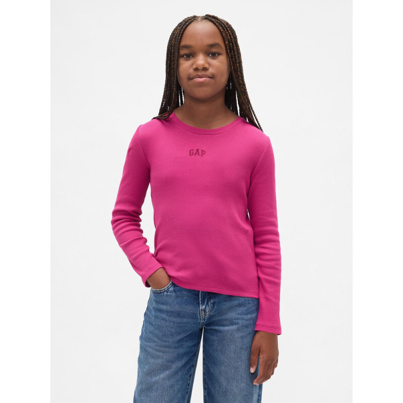 FRCH LS RIBBED TEE BRIGHT FUCHSIA 026