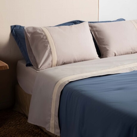 JUEGO SÁBANAS 2 PLAZAS ALGODON-Y-POLIESTER NATURAL-BEIGE SLUB BLEND BEIGE