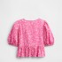 V-W PUFF SLV TOP PINK FLORAL