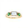 Anillo Halo-Plata rodinada con micra oro 18k-Piedra Topacio azul y Esmeraldas-AN2002 conpiedra