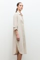 Vestido lino camisero beige melange