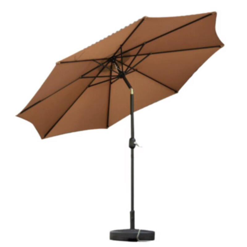 Sombrilla de Patio 2.7 m con Inclinación, Tela UV Impermeable y Base Incluida Sombrilla de Patio 2.7 m con Inclinación, Tela UV Impermeable y Base Incluida