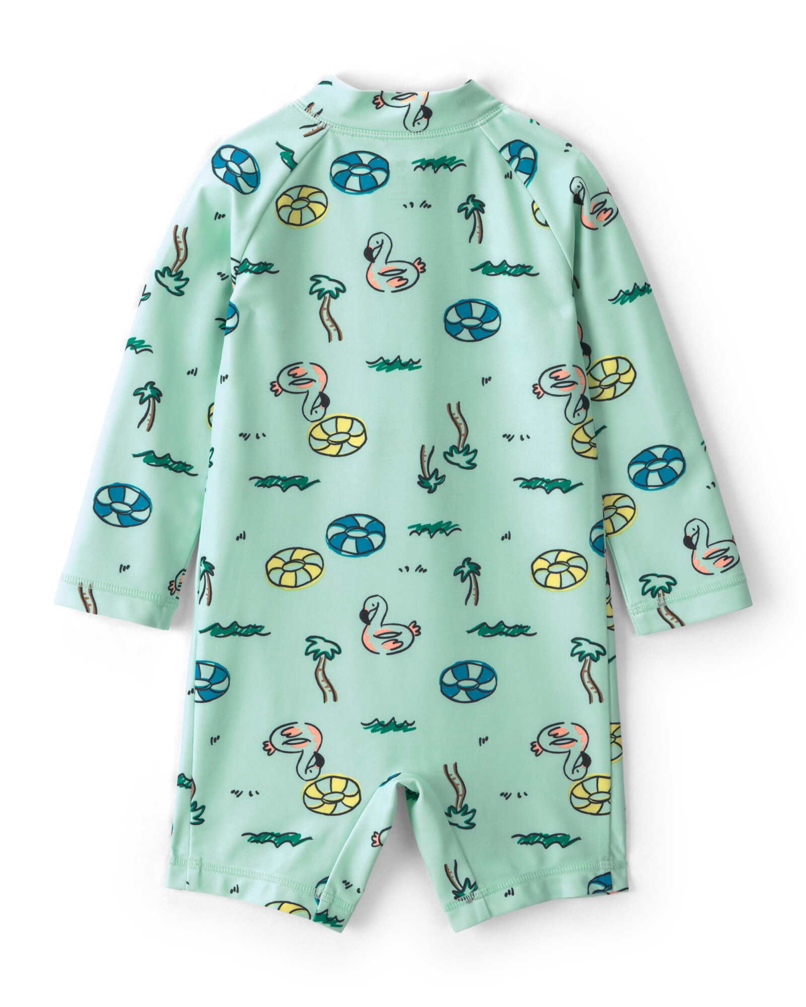 Monito de baño manga larga con protección UPF 50+, verde, diseño vacaciones Sin color