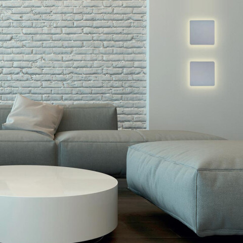 Aplique pared cuadr bco 12W cálida 360° IP65 600lm ZU0328
