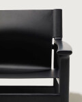 Butaca Jan de fibras de cuero reciclado reciclado negra y madera maciza de fresno con acabado negro FSC 100%