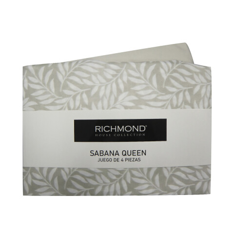 Juego Sábanas Queen Size Richmond House Estampada 100% Microfibra 315-2 HOJA BEI
