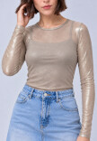 Remera Tul Champagne