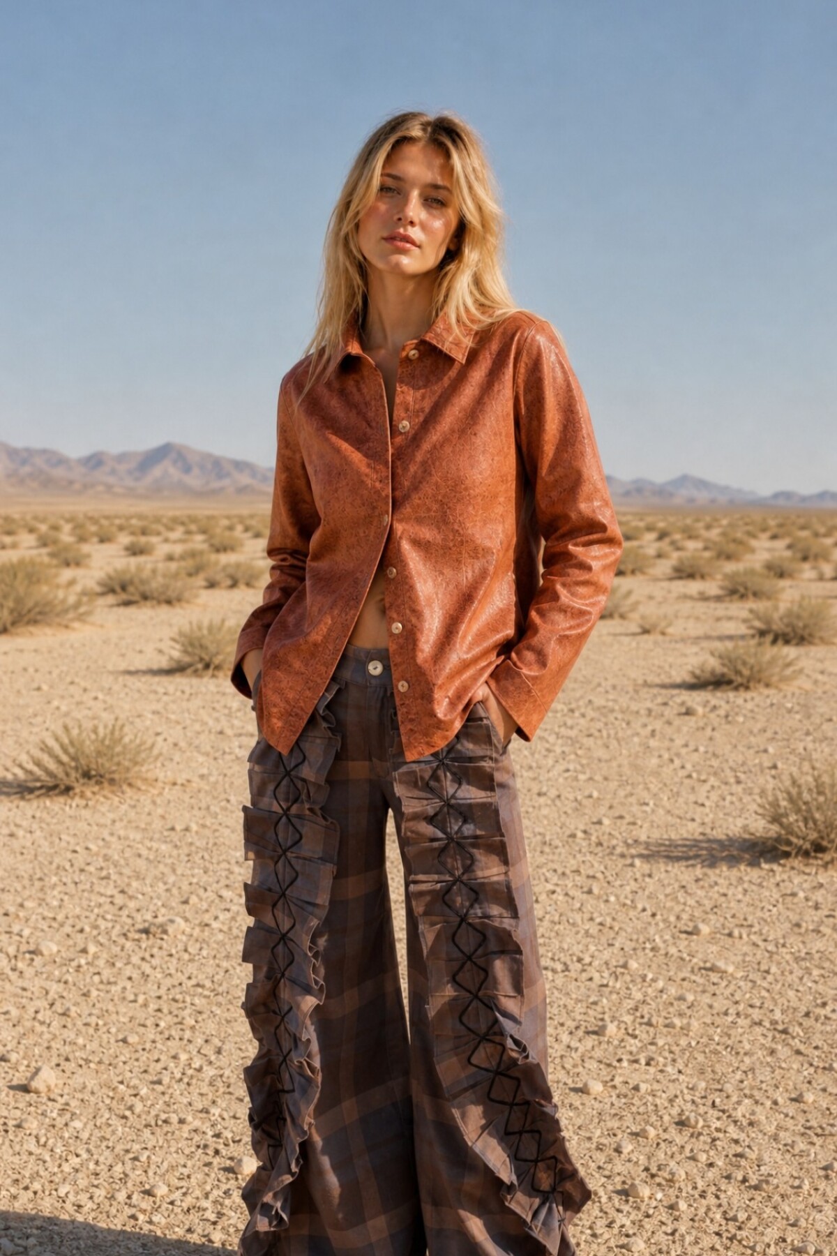 Leather Vila Shirt Cognac