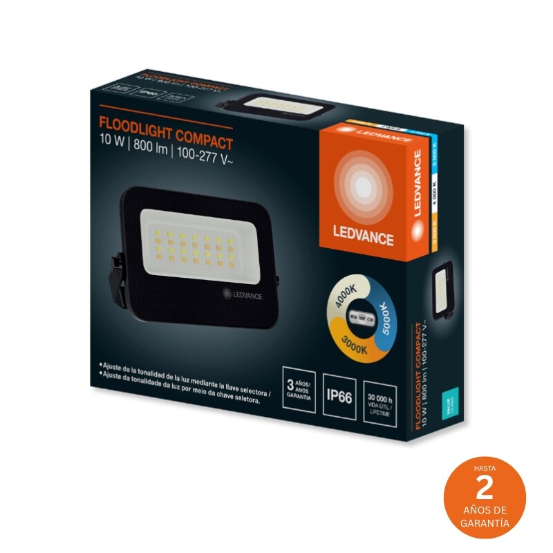 FOCO LED LEDVANCE OSRAM COMPACT G2 10W Foco LED LEDVANCE Compact IP65 10W CCT Negro