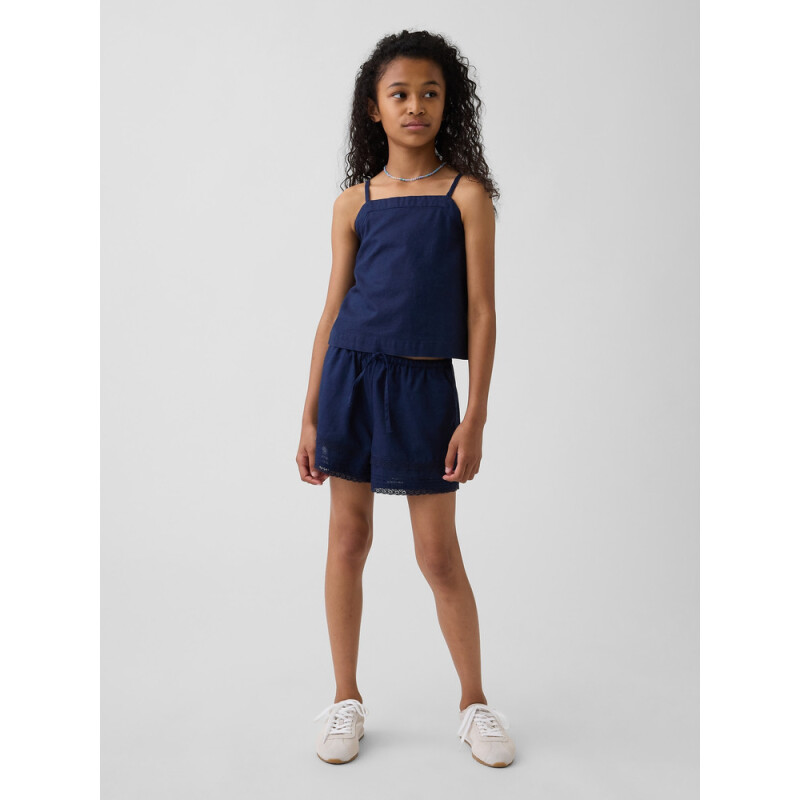LINEN PO LACE SHORT MILITARY BLUE