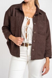 Sobrecamisa Gamuza Cuero Vegano Marron