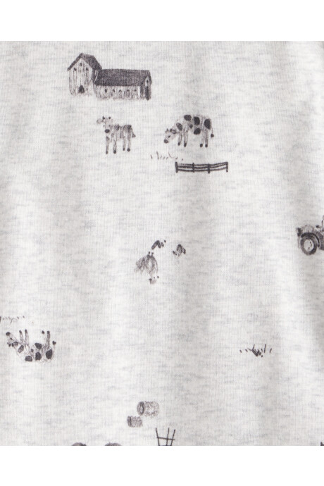Pack cuatro bodies de algodón, diseño granja Sin color
