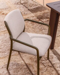 Silla apilable de exterior Linosa de aluminio verde con cojín beige Silla apilable de exterior Linosa de aluminio verde con cojín beige