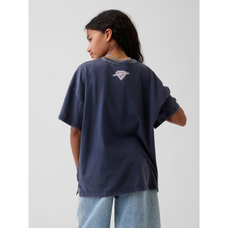 WB SS EXTRA RELAXED TUNIC TEE_SUPERGIRL TAPESTRY NAVY