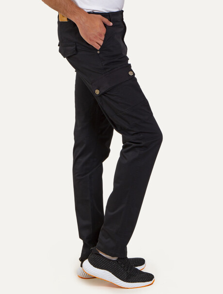Pantalón Cargo Slim de Gabardina Negro