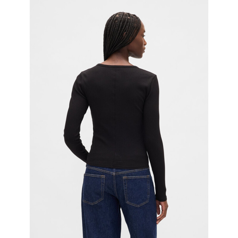 INTL LS MOD RIB CROP TEE BLACK