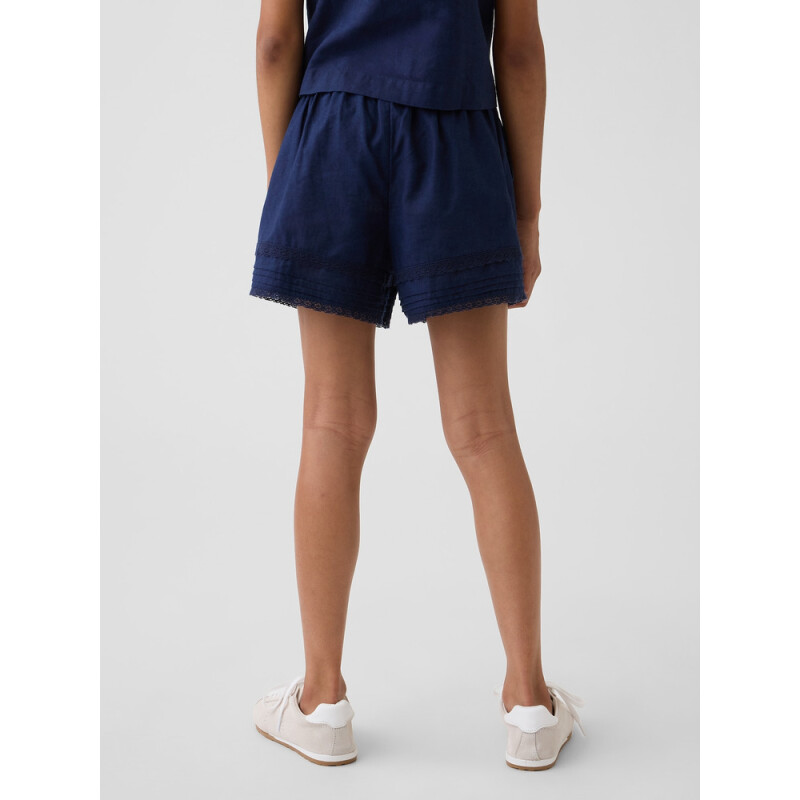 LINEN PO LACE SHORT MILITARY BLUE