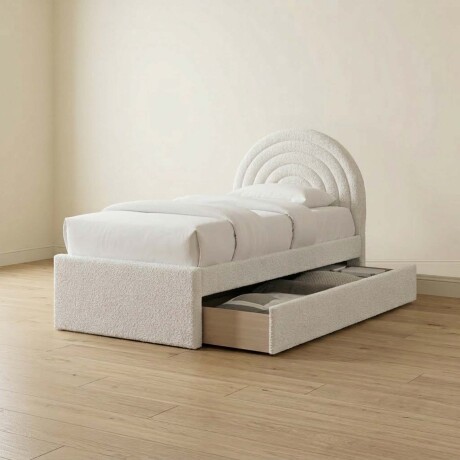 CAMA KIDS 1 PLAZA MADERA-Y-TELA NATURAL-BEIGE ROSE