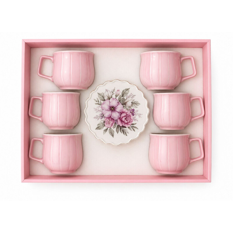 Juego de Té de Cerámica Pastel Rosa