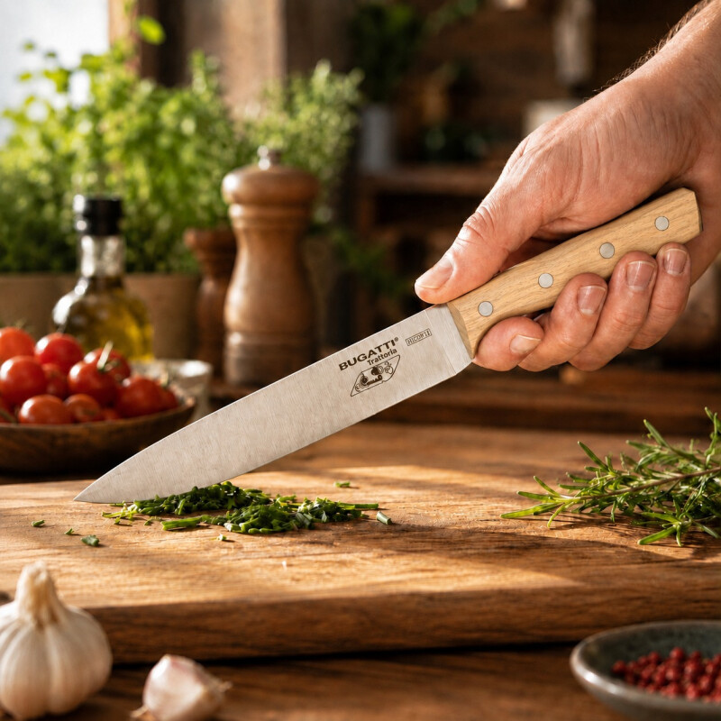 Cuchillo Multiuso Bugatti Acero y Mango Madera 20 cm Cuchillo Multiuso Bugatti Acero y Mango Madera 20 cm