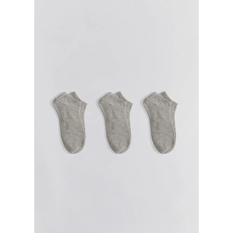KIT COM 3 PARES MEIAS UNISSEX CINZA