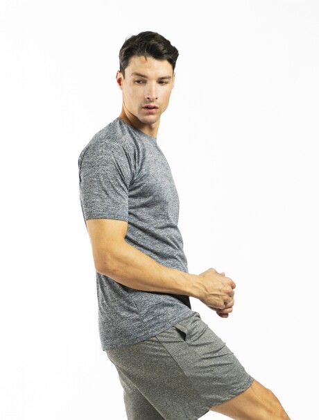 Remera Deportiva Dry Fit Gris Oscuro Melange