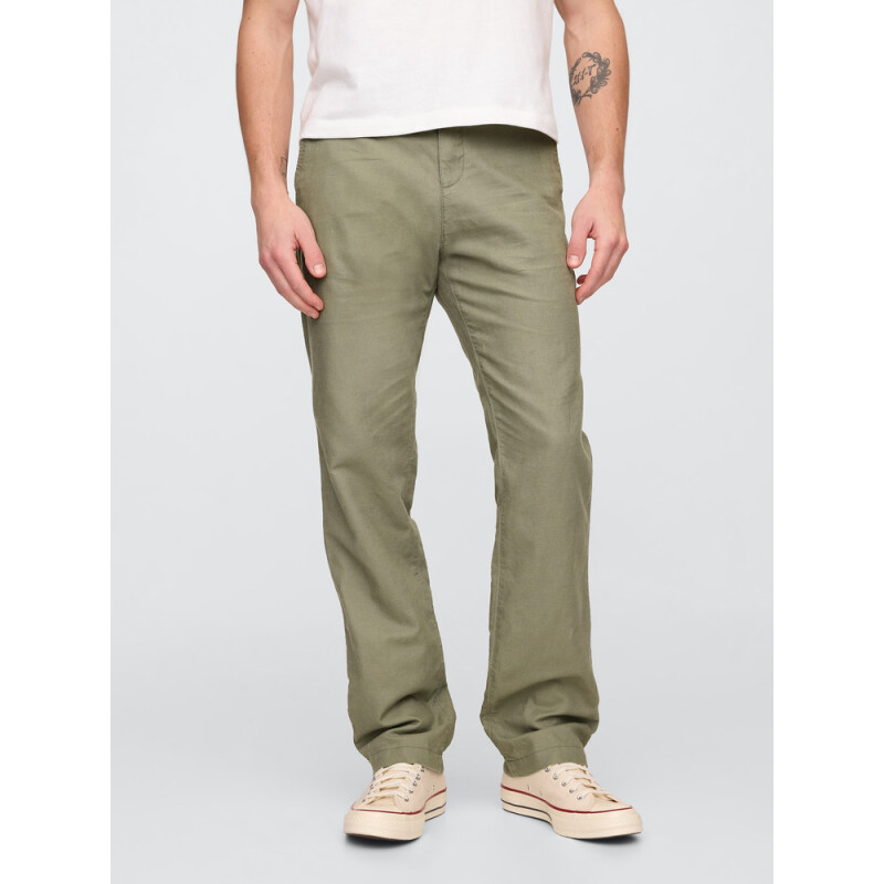 STRAIGHT LINEN PANT MESCULEN GREEN