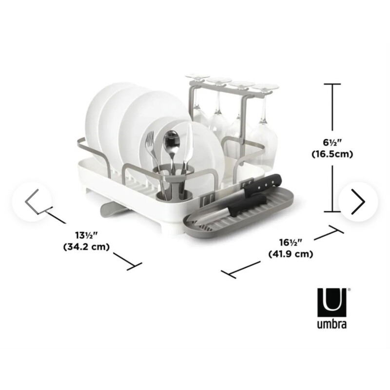 Escurridor de Platos Umbra 2 Niveles con Porta Copas, Cubiertero y Drenaje 53 cm Escurridor de Platos Umbra 2 Niveles con Porta Copas, Cubiertero y Drenaje 53 cm