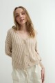 Cardigan escote V calado BEIGE