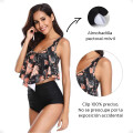 Malla Bikini de Dos Piezas De Tiro Alto Floreado Malla Bikini de Dos Piezas De Tiro Alto Floreado